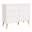 Ver imagem 1 de Cômoda 6 Gavetas Théo New Branco Fosco com Natural - Moveisaqui