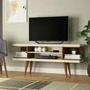 Ver imagem 1 de Rack para Tvs até 55 Utopia 135 cm Retrô 2 Nichos Sala Estar - Off-White Gloss e Natural