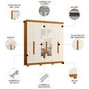 Ver imagem 3 de Guarda Roupa Casal 200cm com Espelho Viny A02 Off/cinamomo - Mpozenato