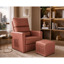 Ver imagem 7 de Poltrona Leitura e Descanso com Balanço e Puff Veludo Rose Gold Escuro - Unitalle Estofados