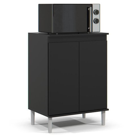 Balcão de Cozinha com Tampo 2 Portas 61cm Italy Preto - Ej Móveis