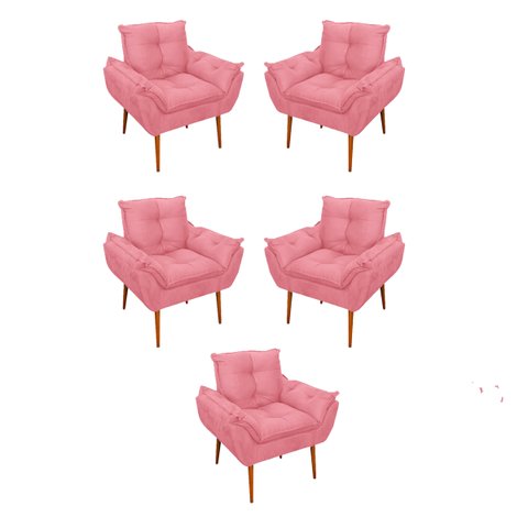 Kit 05 Poltrona Sofá Sala, Quarto, Escritório – Balaqui Decor Cor:rosa