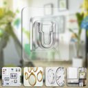 Ver imagem 2 de Gancho Adesivo Transparente De Rosca e De Encaixe Kit C/ 8