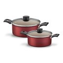 Ver imagem 1 de Jogo de Caçarolas Turim 2 Peças Alumínio Antiaderente 18cm e 20cm Vermelho PTV - Tramontina