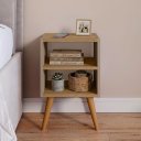 Ver imagem 1 de Mesa de Cabeceira com 2 Nichos e Pés Palito Estilo Escandinavo para Quarto Moderno
