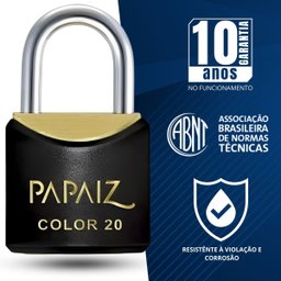 Cadeado Pequeno 20mm Haste Curta Latão Maciço Preto com Chave | Papaiz | Kit 03 Un - 4