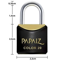 Cadeado Pequeno 20mm Haste Curta Latão Maciço Preto com Chave | Papaiz | Kit 03 Un - 2