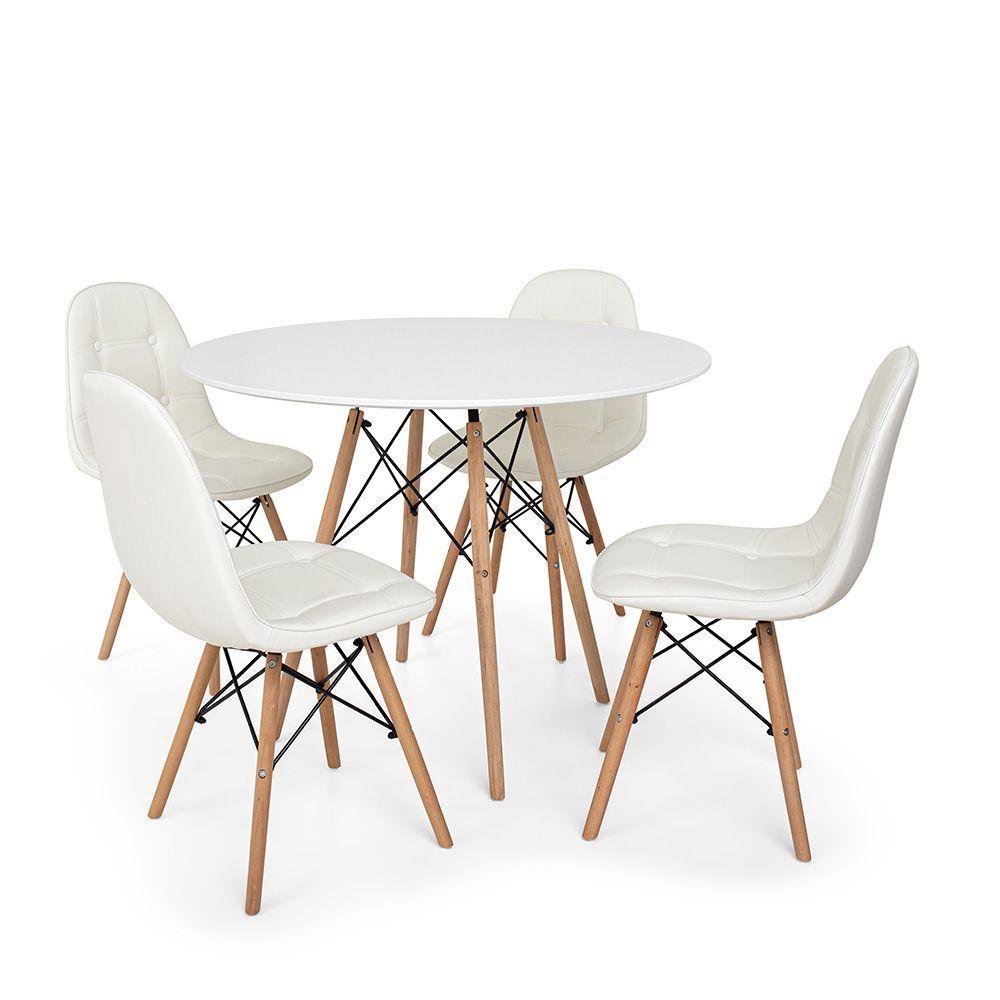 Conjunto Mesa De Jantar 80cm Branca Com 4 Cadeiras Branca | MadeiraMadeira