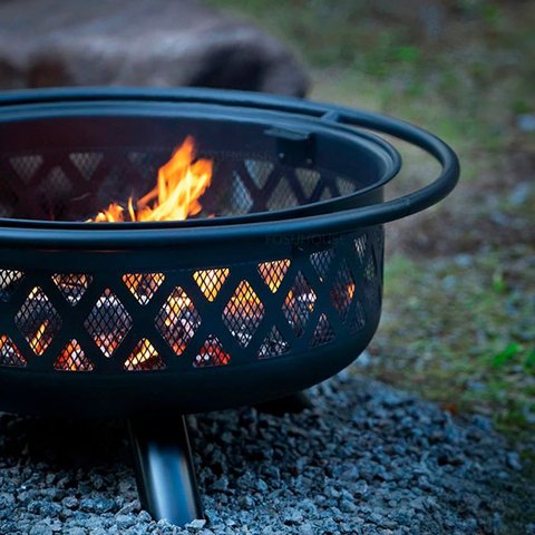 Lareira Fire Pit Portátil Jardim Desmontável Redonda Metal