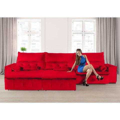 Sofá Fusion 3.60m Elétrico com Usb e Vibro Massagem - Vermelho