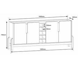 Buffet Lizz 1,90 4 Portas Azul Cobalto com Cedro - Casa D - 6