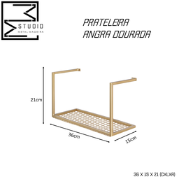 Prateleira de Ferro Estilo Industrial Organizador Aço Angra - Dourado - 3