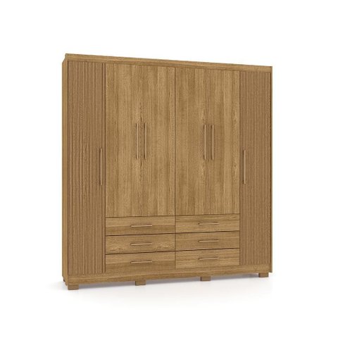 Guarda-roupa Leon 6 Portas 6 Gavetas Nature Brisa 223cm Altura 10 Prateleiras