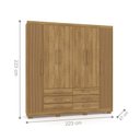 Ver imagem 3 de Guarda-roupa Leon 6 Portas 6 Gavetas Nature Brisa 223cm Altura 10 Prateleiras
