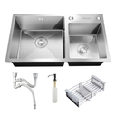 Ver imagem 4 de Kit Cuba Dupla Pia com Acessórios Cozinha Gourmet e Torneira Monocomando Flexível Silicone