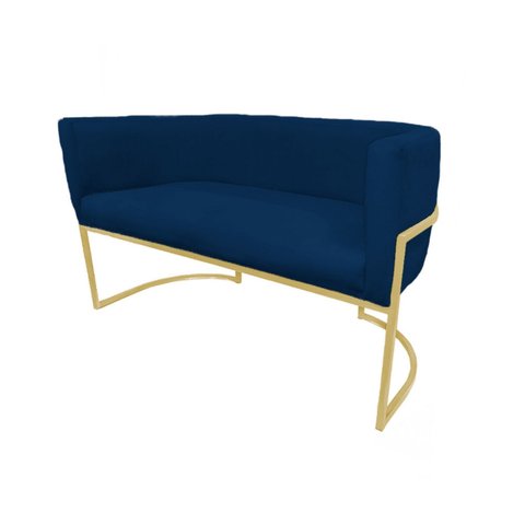 Namoradeira Poltrona Decorativa Luana Suede Azul Marinho com Base Dourada - Fm