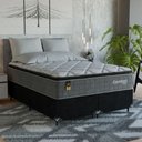 Ver imagem 1 de Cama Box Casal Bipartido + Colchão Comfort Class Pillow Top Cinza/suede Preto
