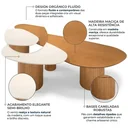Ver imagem 2 de Mesa de Centro 140cm Orgânica em Pés 100% Madeira Maciça Pinus Castanho