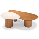 Ver imagem 3 de Mesa de Centro 140cm Orgânica em Pés 100% Madeira Maciça Pinus Castanho