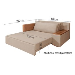 Sofá Cama Panamá Compose Linho Bege 2 Lugares Império Estofados - 8
