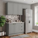 Ver imagem 1 de Cozinha Modulada 4p Balcao Tampo 200 Cm Americana Cinza Calcare Henn
