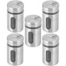 Kit 5 Porta Temperos Inox Visor Vidro Saleiro Pimenteiro - 1