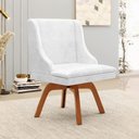 Ver mais imagens de Cadeira Estofada para Sala de Jantar Base Giratória de Madeira Lia Sintético Premium Branco -