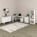 Ver imagem 1 de Kit Escritório 4 Peças com Mesa em L Balcão Buffet e Estante Cor:branco