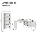 Ver imagem 3 de Kit 2 Peças com Escrivaninha em L 3 Gavetas e Armário Multiuso com Vidro Madesa Branco