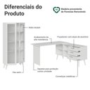 Ver imagem 4 de Kit 2 Peças com Escrivaninha em L 3 Gavetas e Armário Multiuso com Vidro Madesa Branco