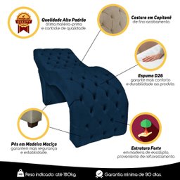 Maca Estofada Capitonê para Makeup Maquiagem Estética Cílios Veludo Azul Marinho SOFA STORE - 5