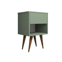 Mesa de Cabeceira Mdf Pés Palitos com 1 Gaveta e 1 Nicho Plancasa Verde Jade - 4