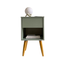 Ver imagem 1 de Mesa de Cabeceira Mdf Pés Palitos com 1 Gaveta e 1 Nicho Plancasa Verde Jade