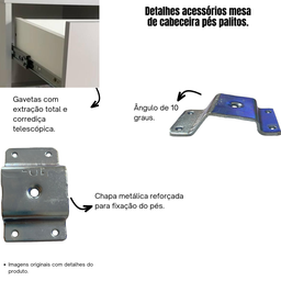 Mesa de Cabeceira Mdf Pés Palitos com 1 Gaveta e 1 Nicho Plancasa Verde Jade - 10