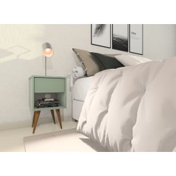 Mesa de Cabeceira Mdf Pés Palitos com 1 Gaveta e 1 Nicho Plancasa Verde Jade - 3