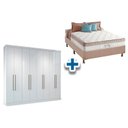Ver imagem 1 de Cama Box Casal + Colchão King Best + Guarda Roupa Master Vip 8.4 Branco