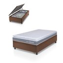 Ver mais imagens de Conjunto Box Baú Marrom Durban Cinza Espuma D28 Solteiro 88x188x64 - King House