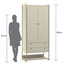 Ver mais imagens de Guarda-Roupa Closet Modulado Casal 6 Gavetas 3 Cabideiros Estrutura Metalica 250cm Olivar Cinza/Off