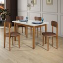 Ver imagem 1 de Mesa Cadeiras 120cm Mdf Pinus Estofado Uso Diário Especial:marrom