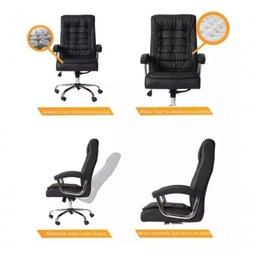 Cadeira de Escritório Confortavel Giratória Presidente Big com Molas Ensacadas Preto - 4