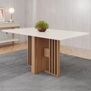 Ver imagem 1 de Mesa de Jantar 6 Lugares 160cm Vidro Canto Reto Zinia Nature/off H02 - Mpozenato