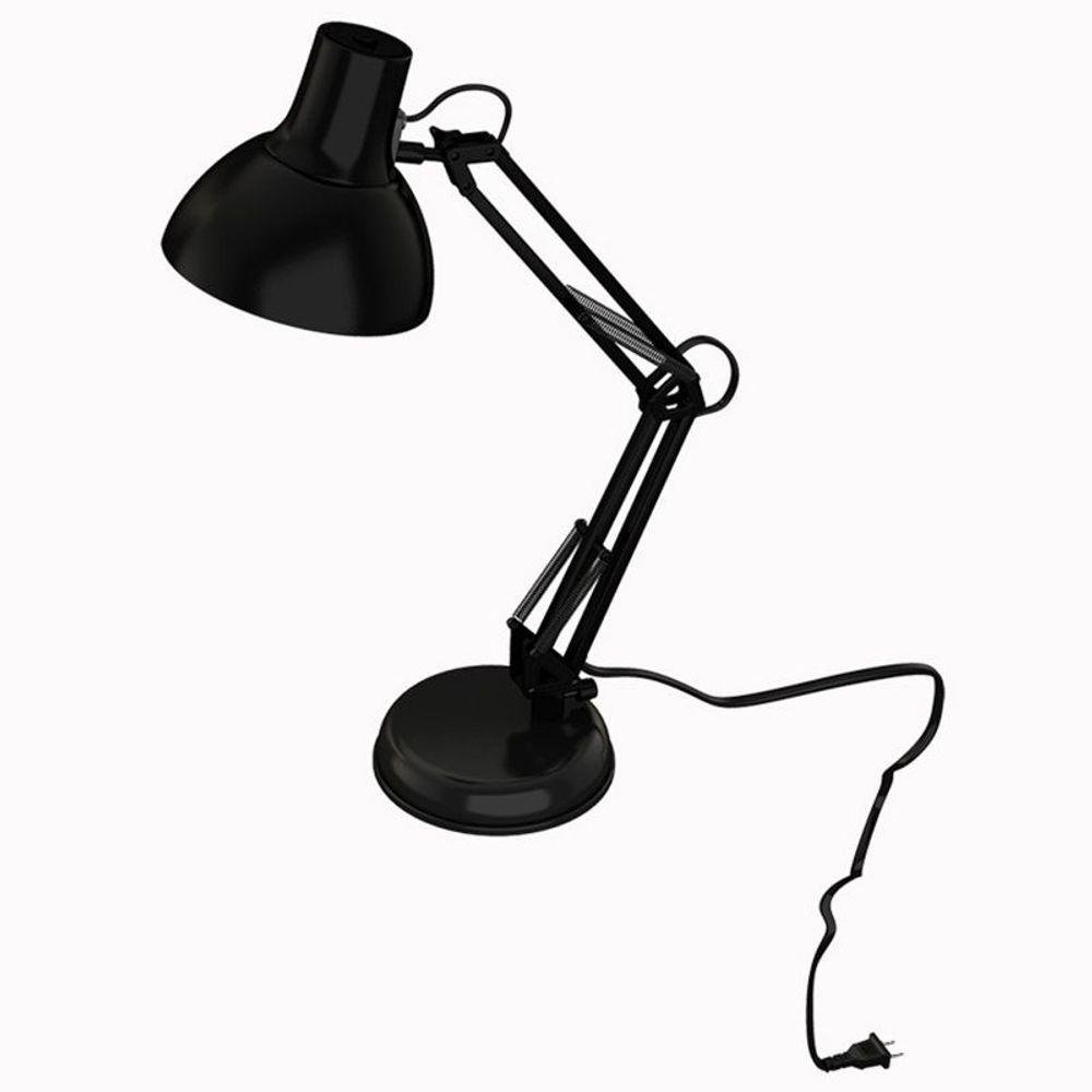 Luminaria Regulavel Articulada Escritorio Leitura Base Mesa Metal Articulavel Preto - 7