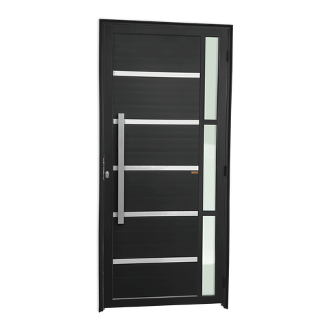 Porta Alumínio Lambril Miraggio c/Puxador e.Preto 90 Brimak