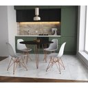 Ver imagem 1 de Mesa de Jantar Redonda 90cm Preta Clips 3 Pés com 4 Cadeiras Eames Eiffel Brancas Base Cobre