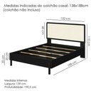 Ver imagem 3 de Cama Casal Palhinha Oslo 27055 Pes Madeira 152 Cm Nero Artesano