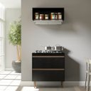 Ver imagem 1 de Kit Balcão para Cooktop com Nicho Multiuso 2 Peças MDP Preto Prime
