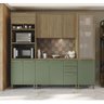 Armário de Cozinha Modulada Completa Reta 8 Peças 2,40m Botanic Kappesberg - Nogueira/verde Oliva - 1