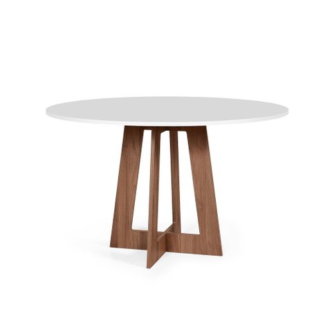 Mesa de Jantar Redonda 120cm 6 Lugares Montreal MDF Branco e Noronha - Straub Web
