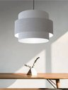 Ver imagem 4 de Lustre Pendente Cilíndrico Md-4384 Cúpula em Tecido Rustico Cinza Tam: 50cm Lustres Vivare