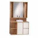 Ver imagem 2 de Gabinete e Espelheira 120cm Plena Premium Elite Marrom/Freijó/Branco